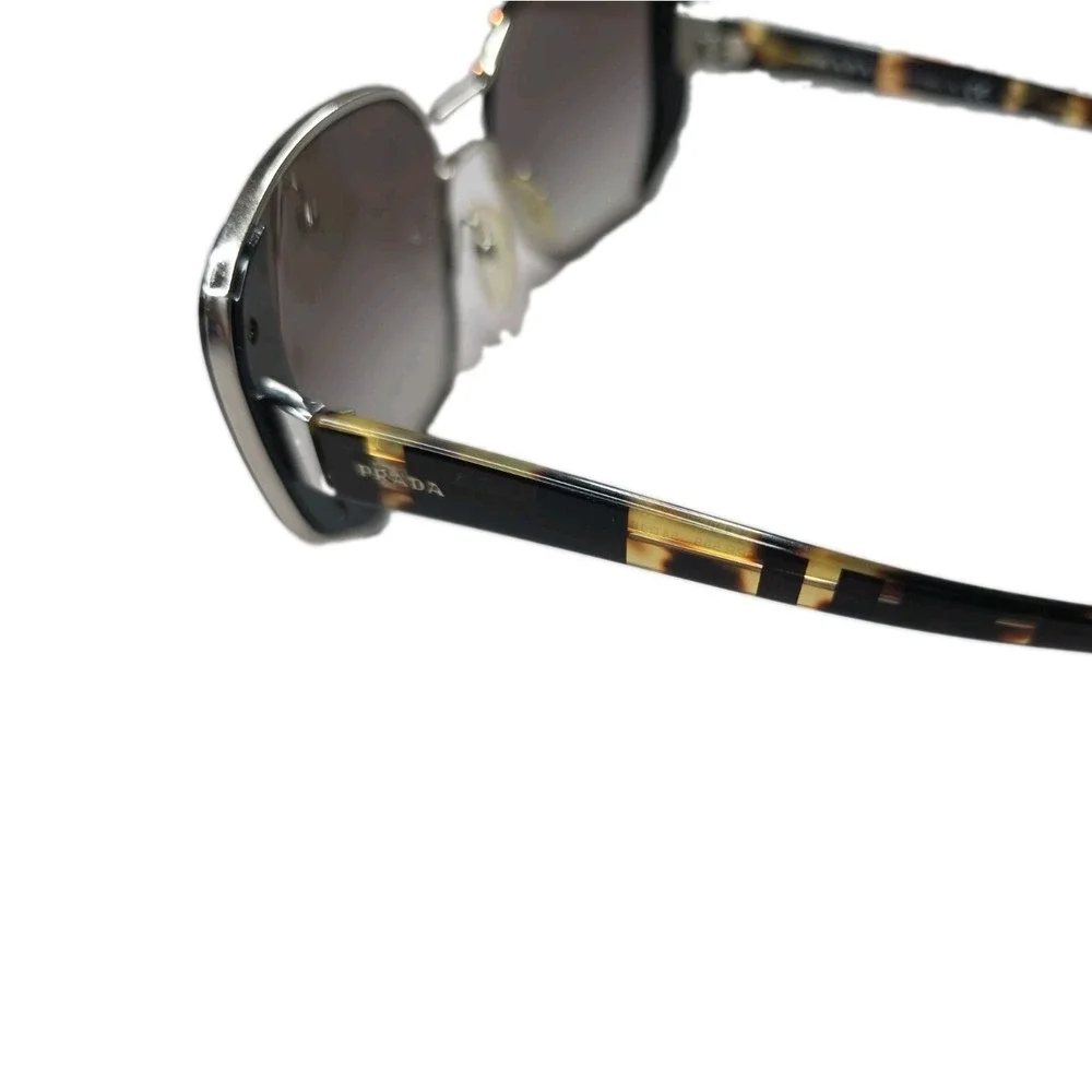 Prada SPR 59S 1AB-0A7 Women's Silver Black Rectangle Sunglasses with Case